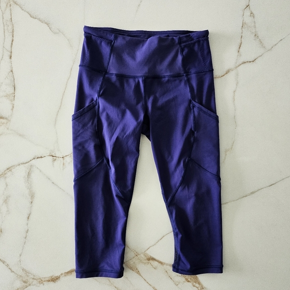 Lululemon Outrun Crop Workout Leggings Mesh Details Sz 6 Purple - Picture 2 of 14